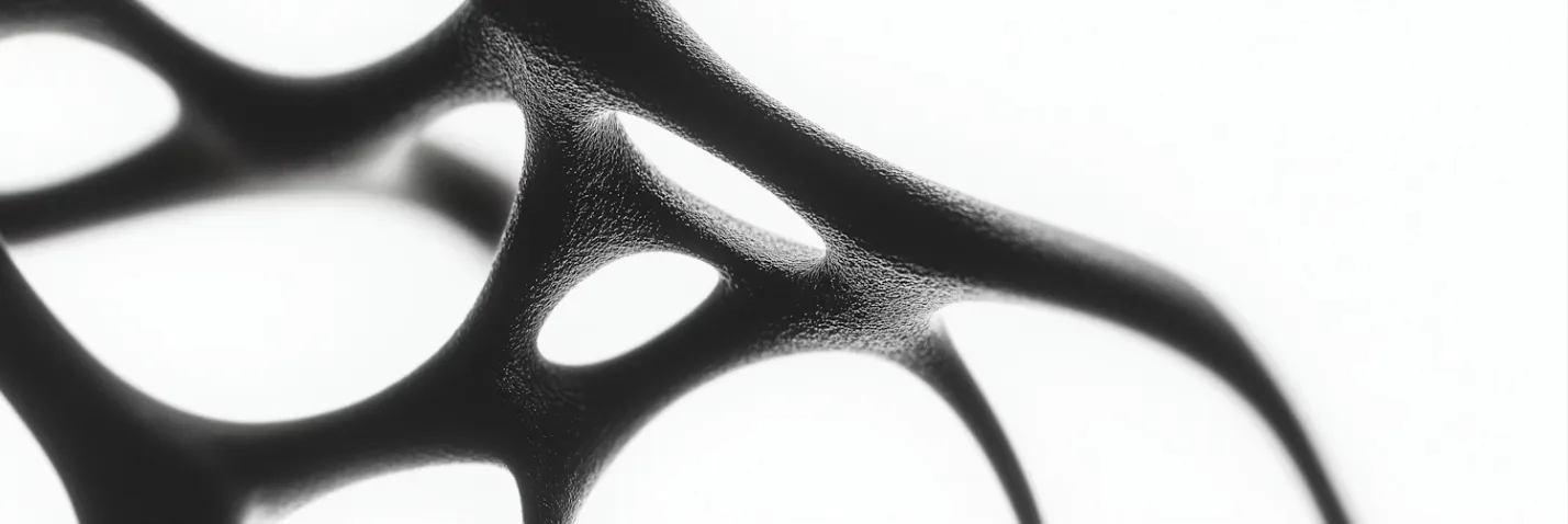 Black and white image with a skeletal-shaped design on a white background