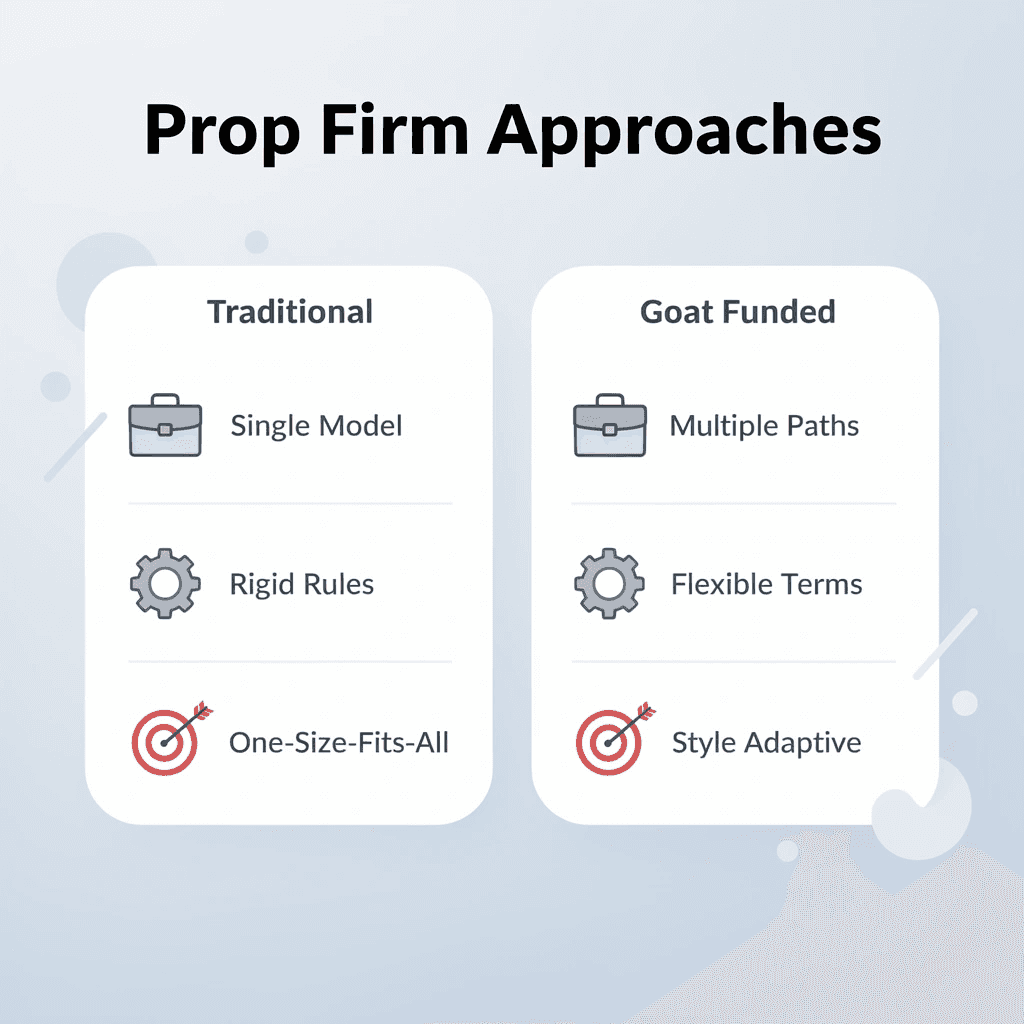 Comparison chart between traditional prop firms and Goat Funded Futures