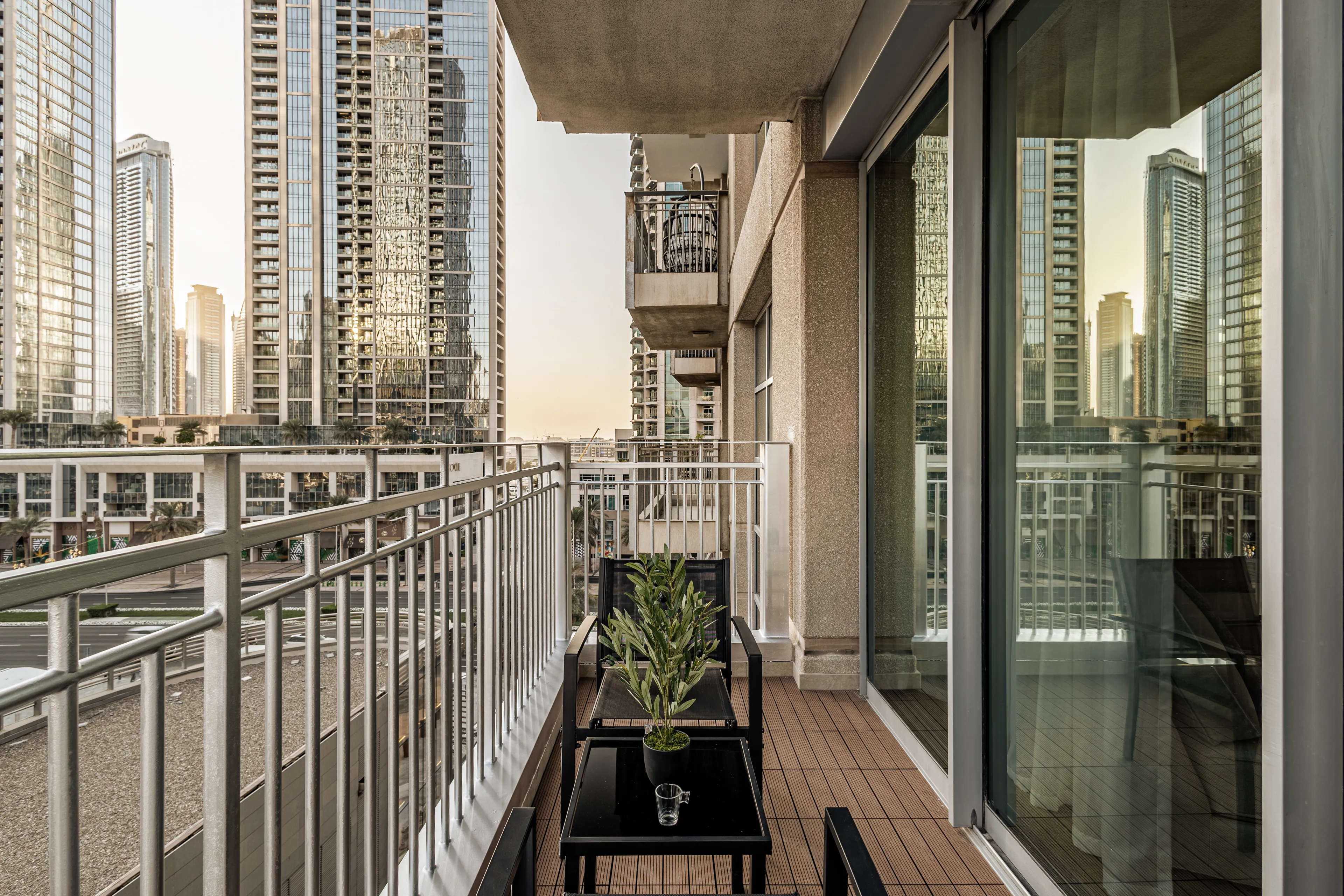 Dubai view from a balcony.