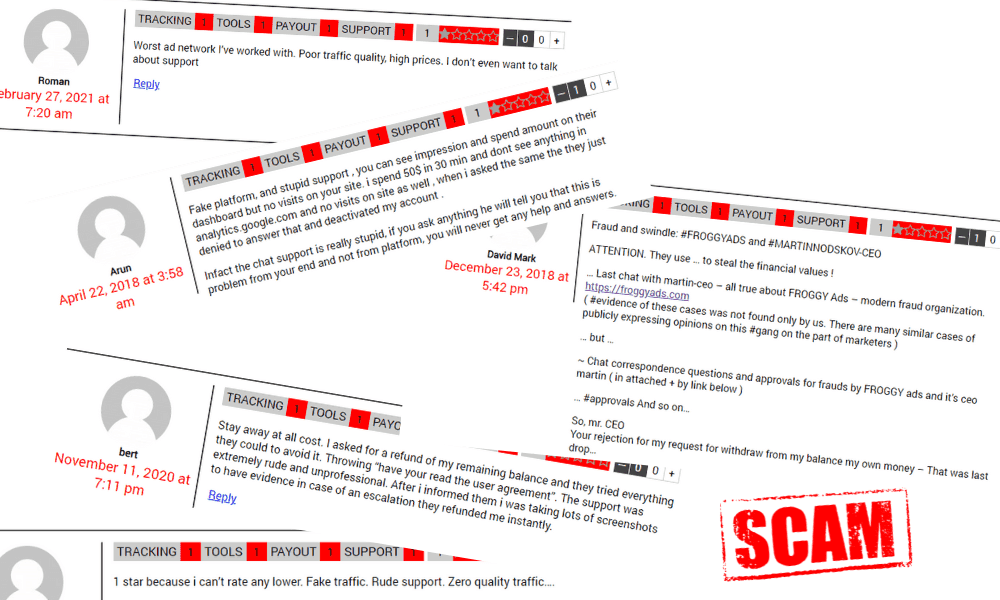 social reviews of froggy ads.com from various review posting websites and community