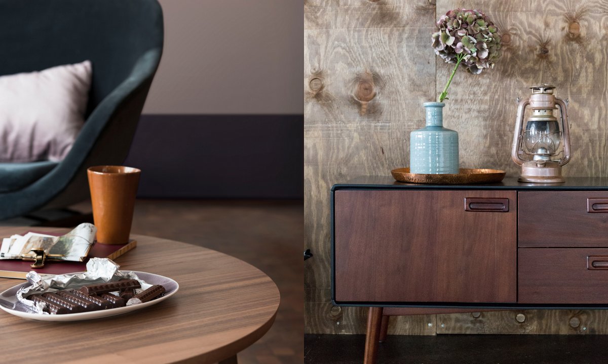 retro interieur dutchbone walnoot hout