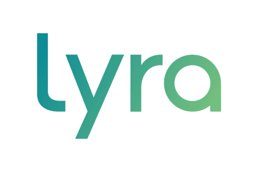 Lyra logo in text with a blue to teal gradient