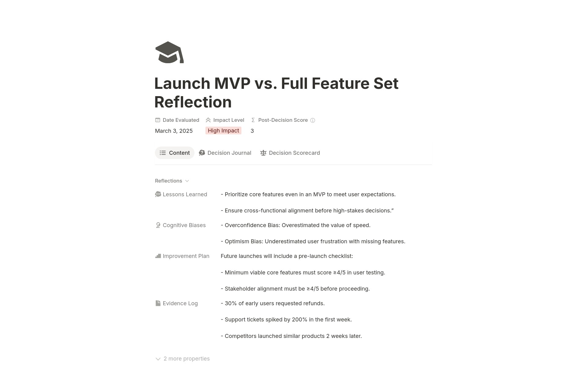 Launch MVP decision journal