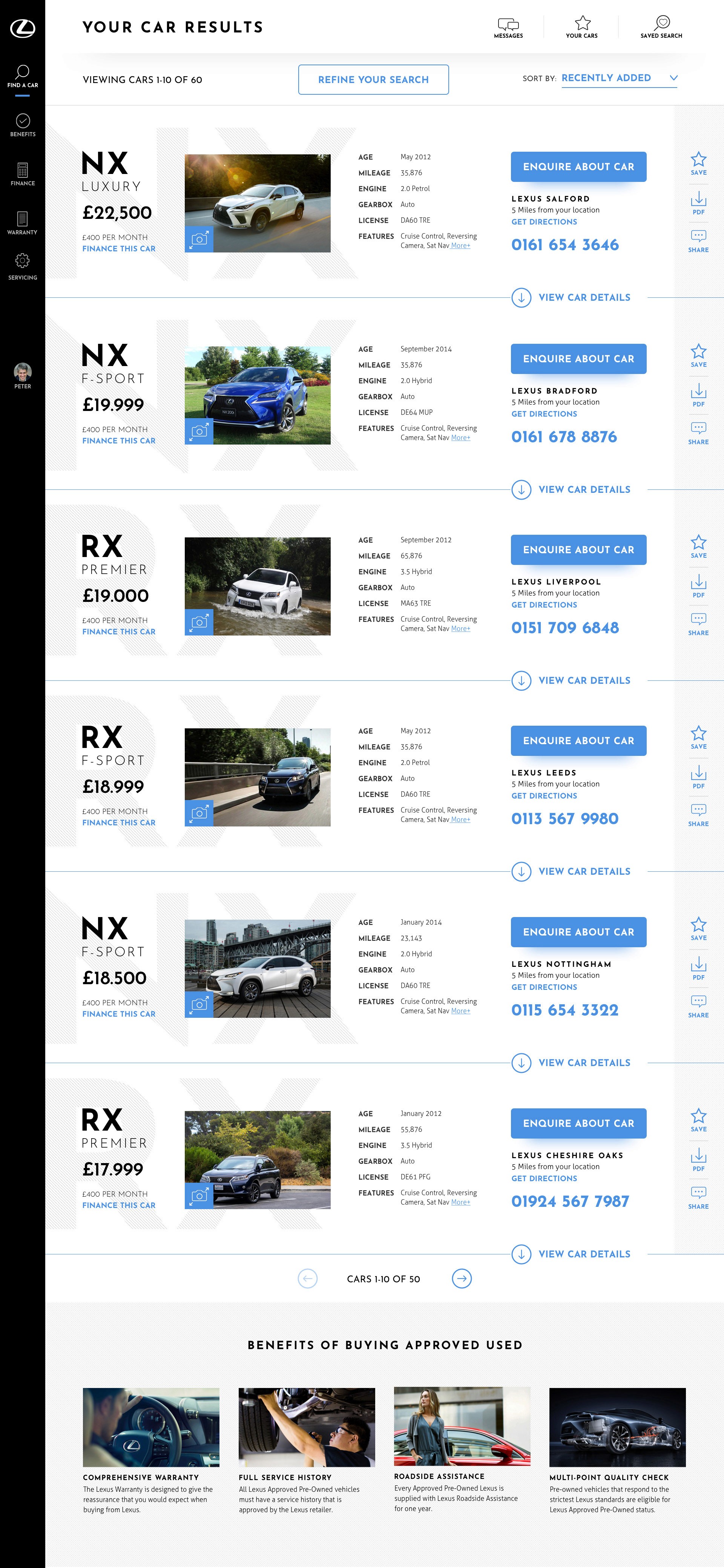 Lexus search results design