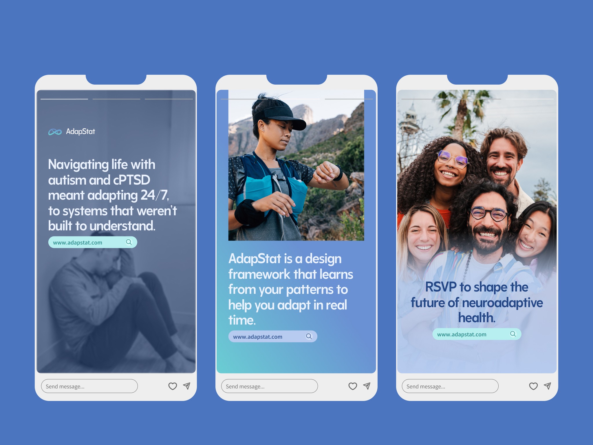 Marketing and social media design assets created for the AdapStat brand