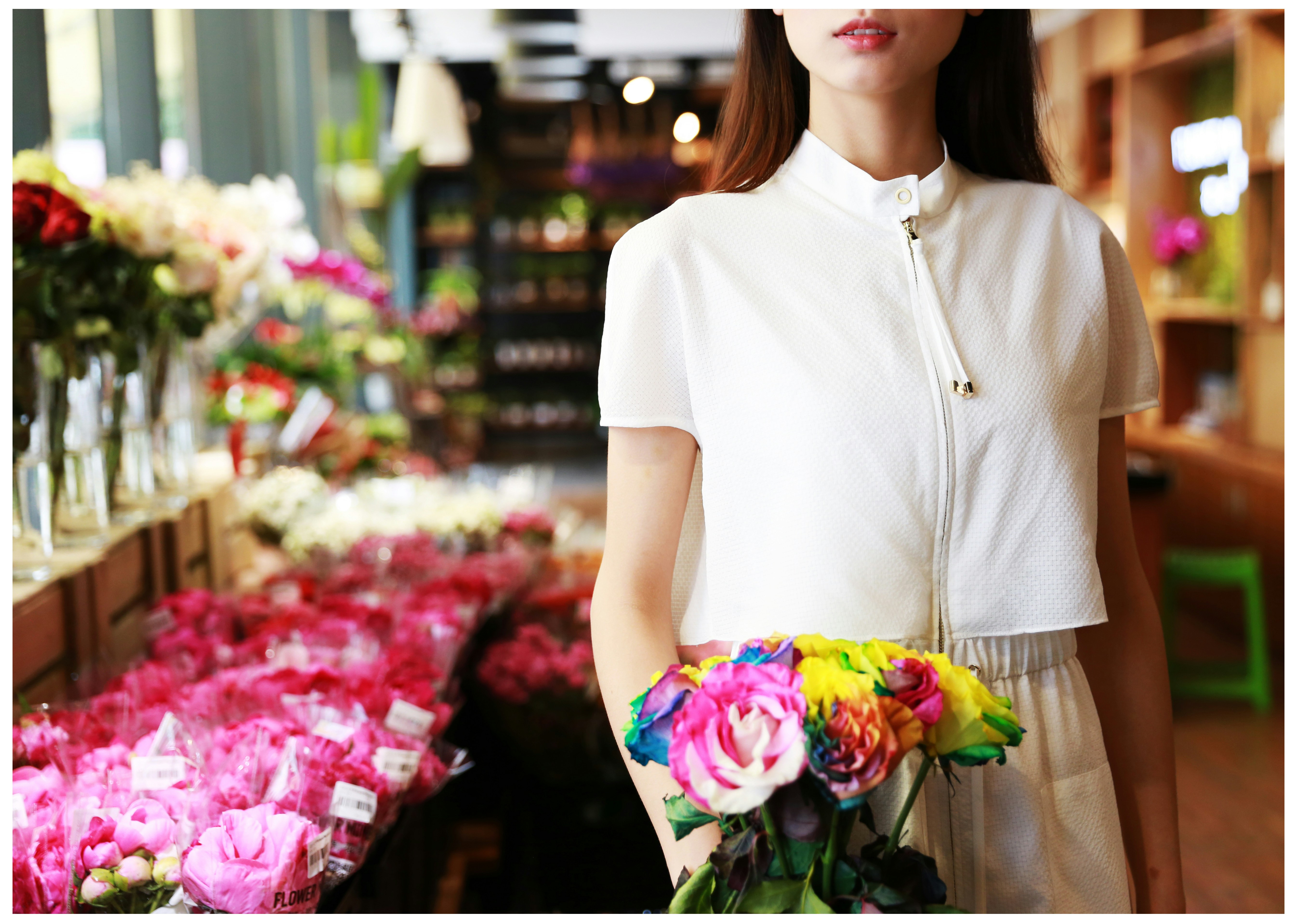 Girl Holding Flowers - Preppy Shirts