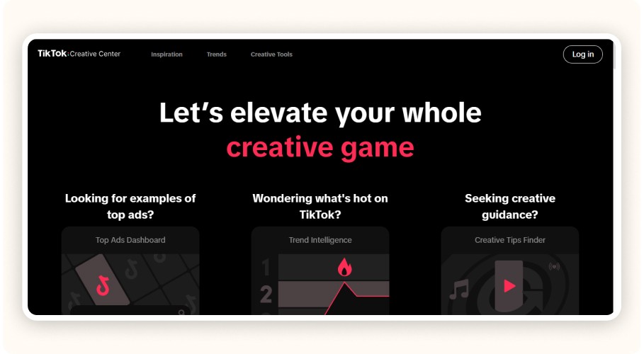 TikTok Creative Center page