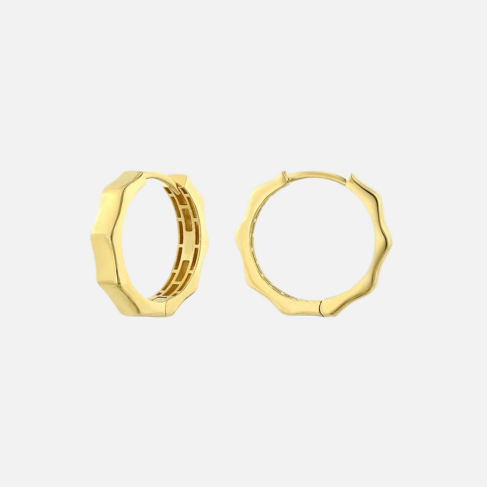 Assos 14 Ayar Altın Geometrik Tasarım Şık Halka Küpe