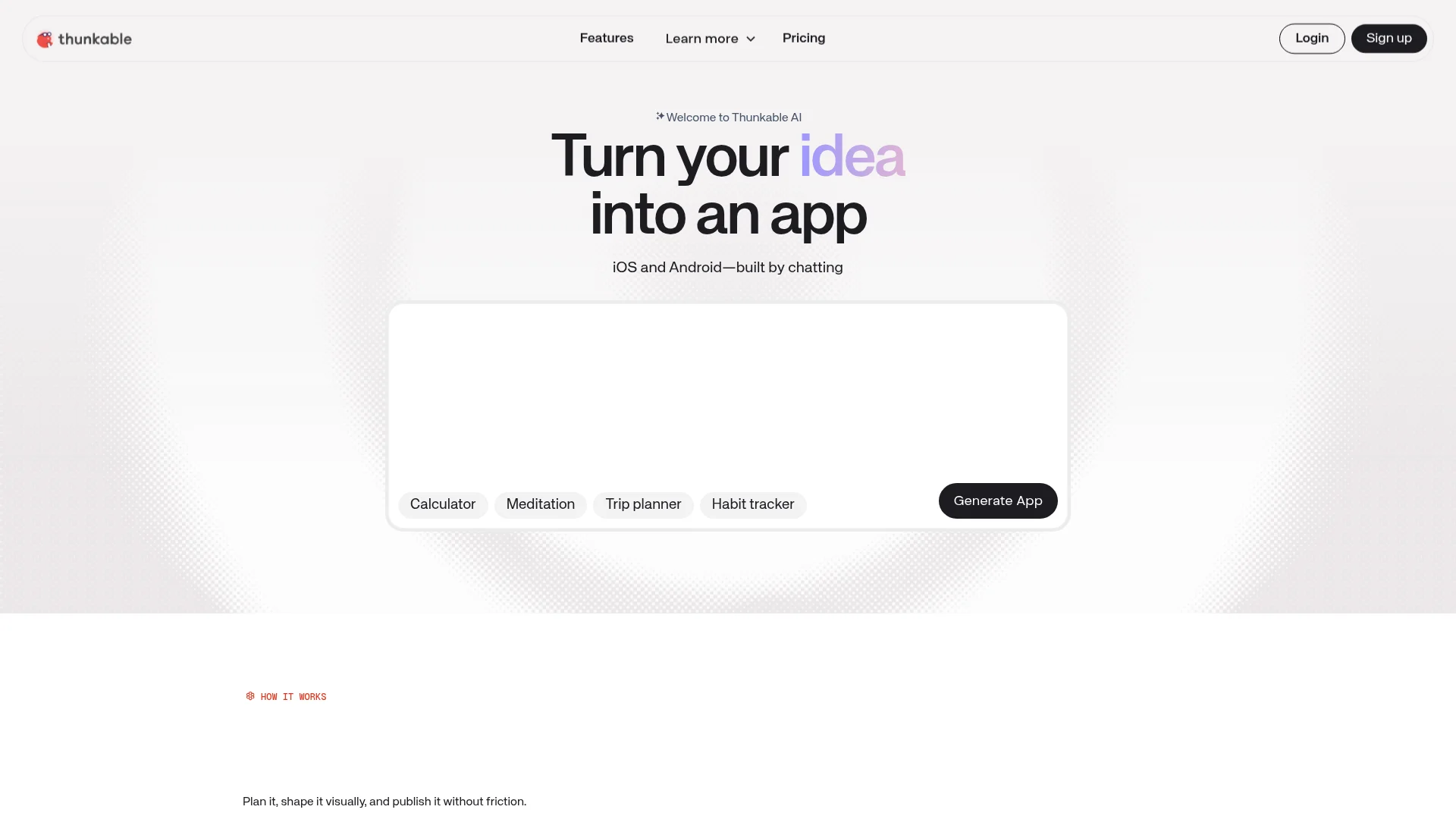 Thunkable cross-platform app builder homepage