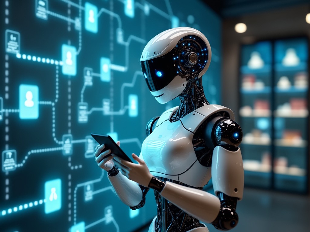 AI Humanoid holding a phone