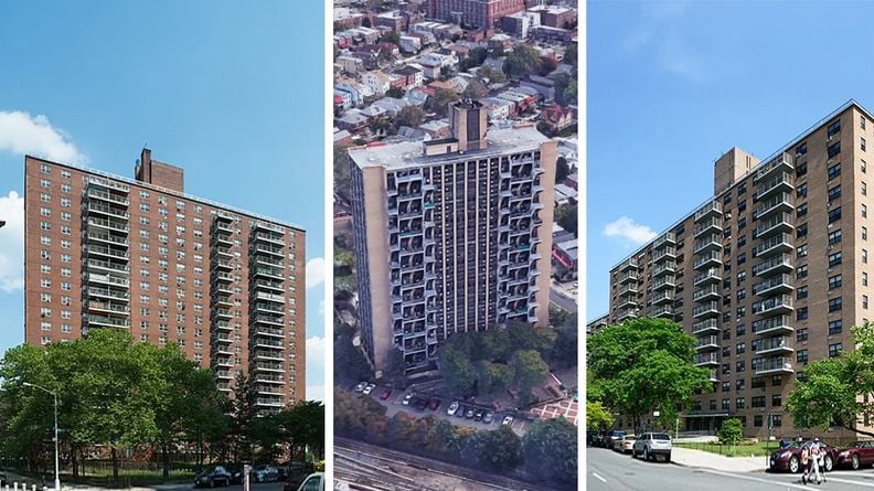 Tall modern skyscraper with vertical lines, viewed against a clear blue sky.