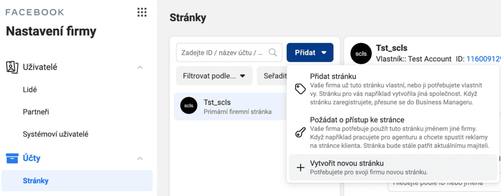 firemní stránka na facebooku