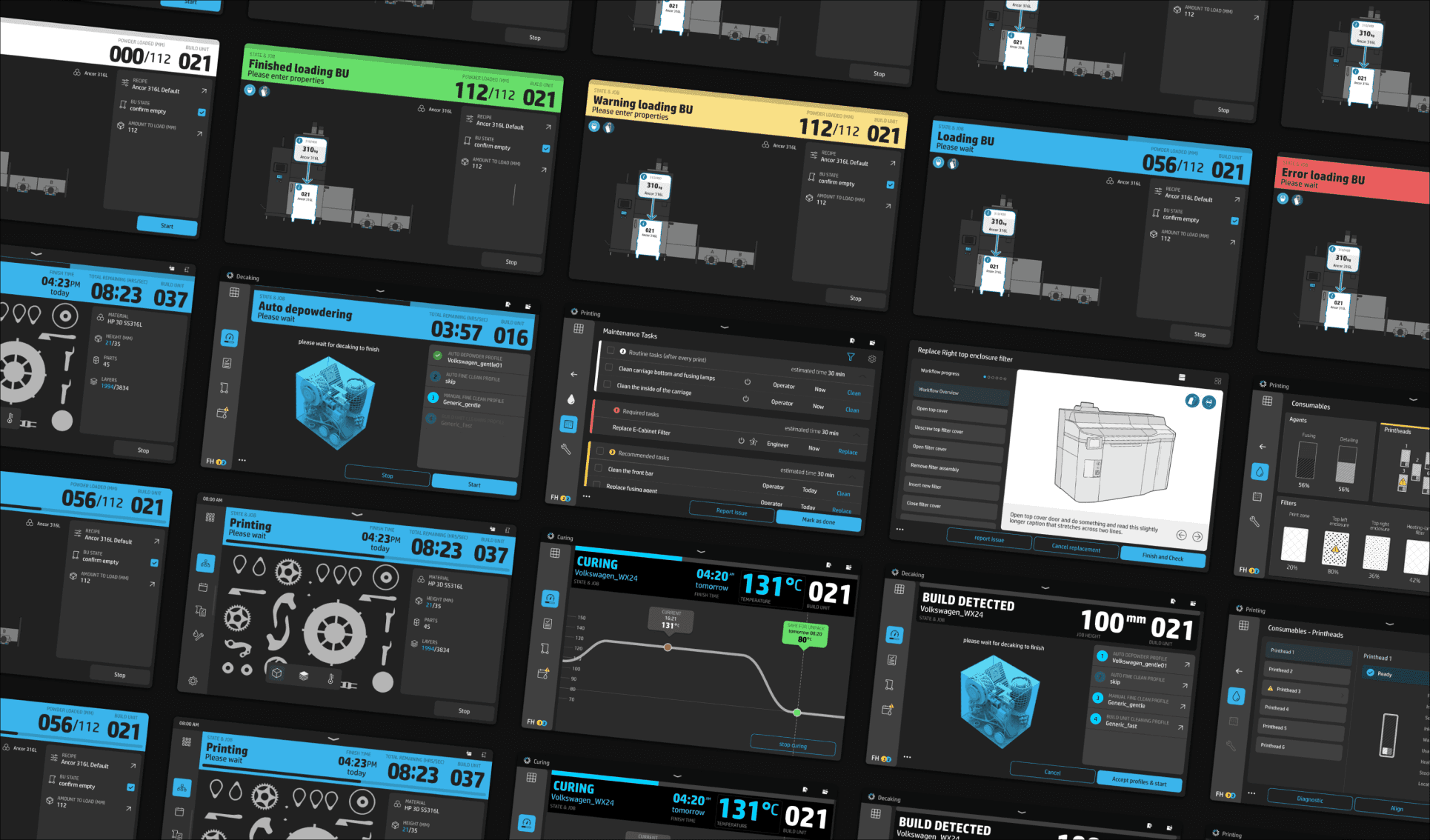 Image of user interface of 3D printers for HP