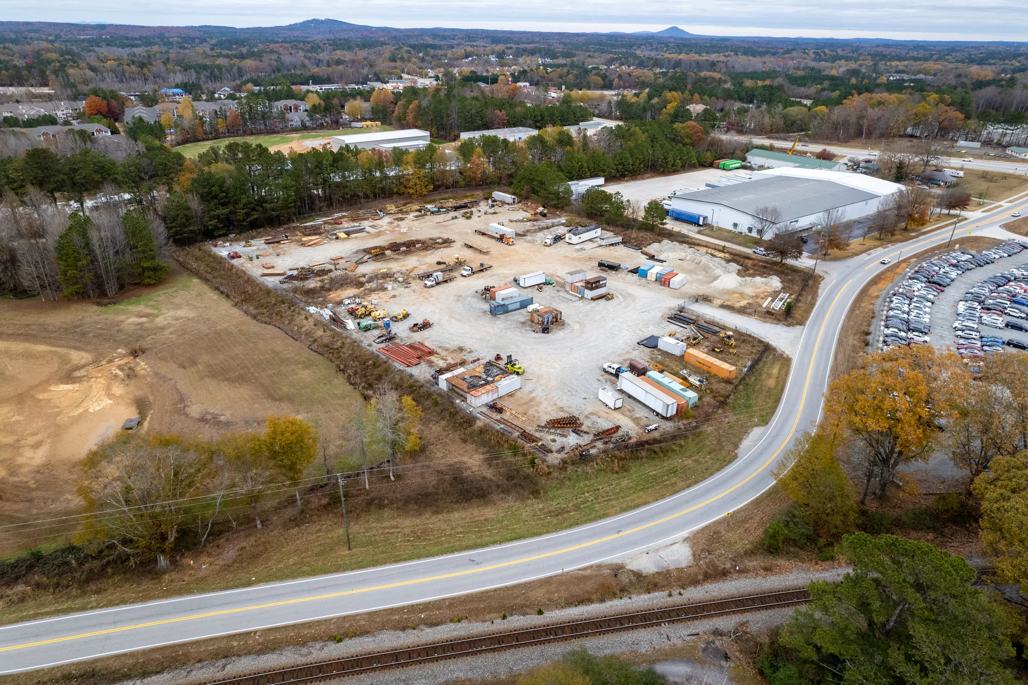 Aerial view of the industrial outdoor storage site at 0 Rosedale Dr, Hiram, GA