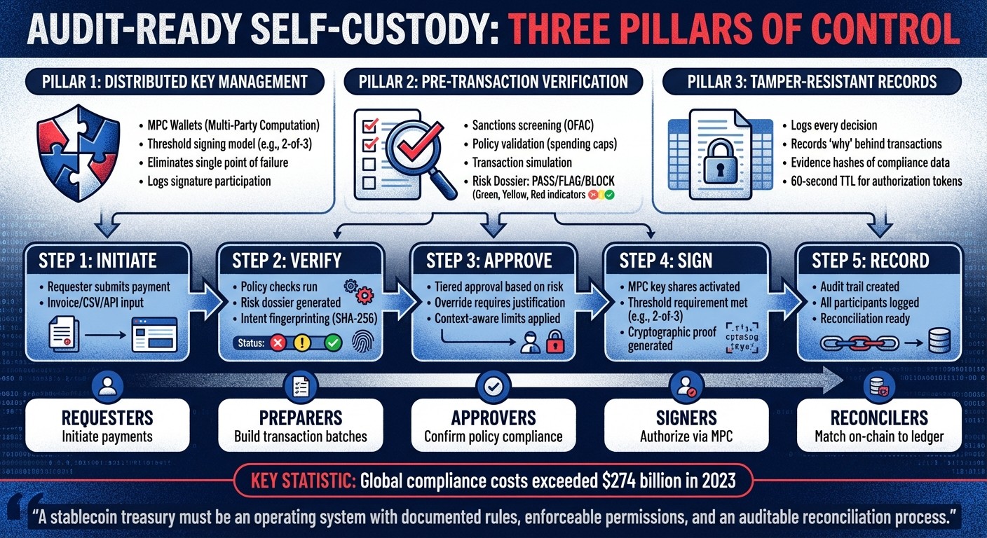 Audit-Ready Self-Custody System Architecture and Transaction Flow