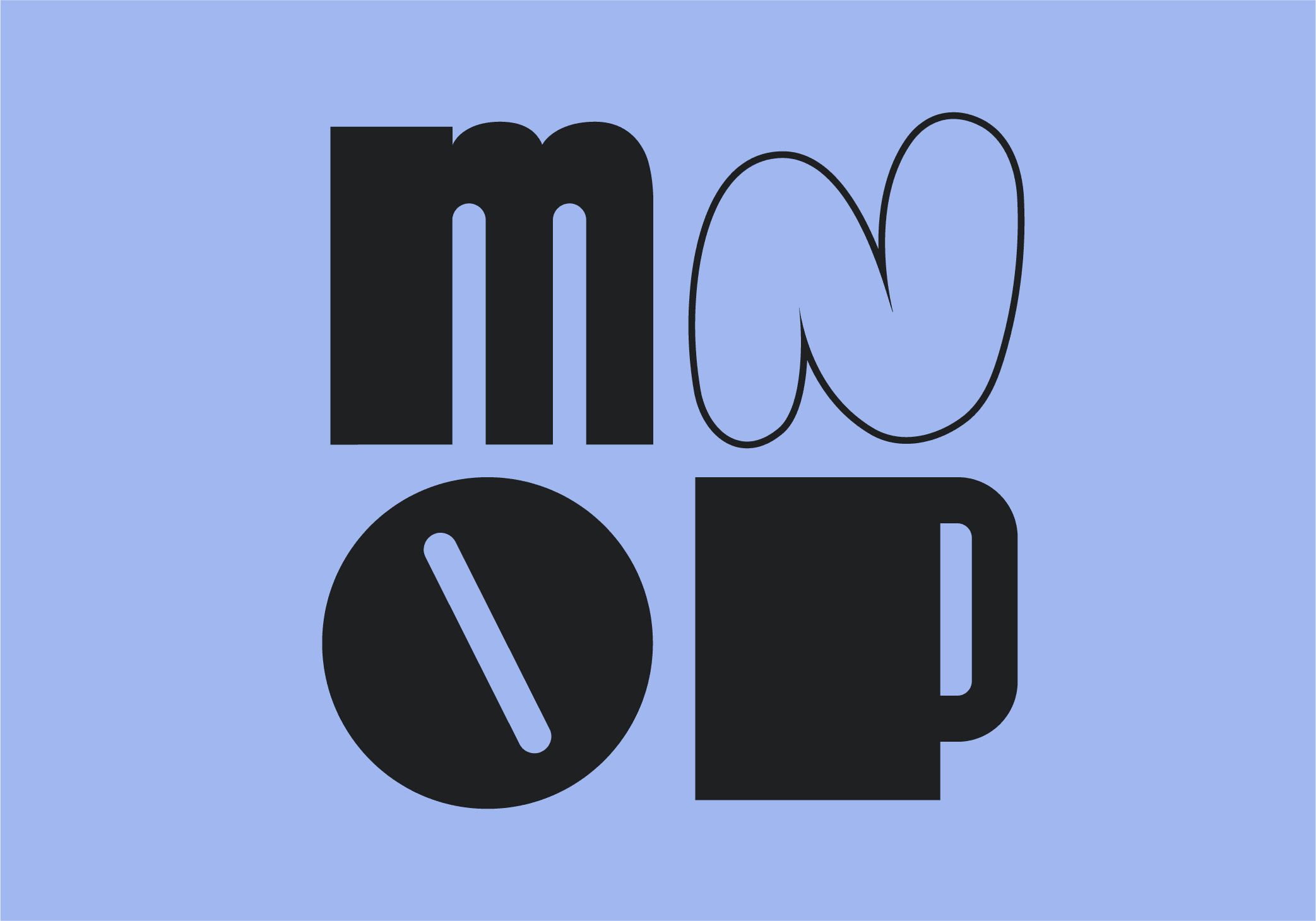 Experimental type on a coloured background showing the letters M N O P