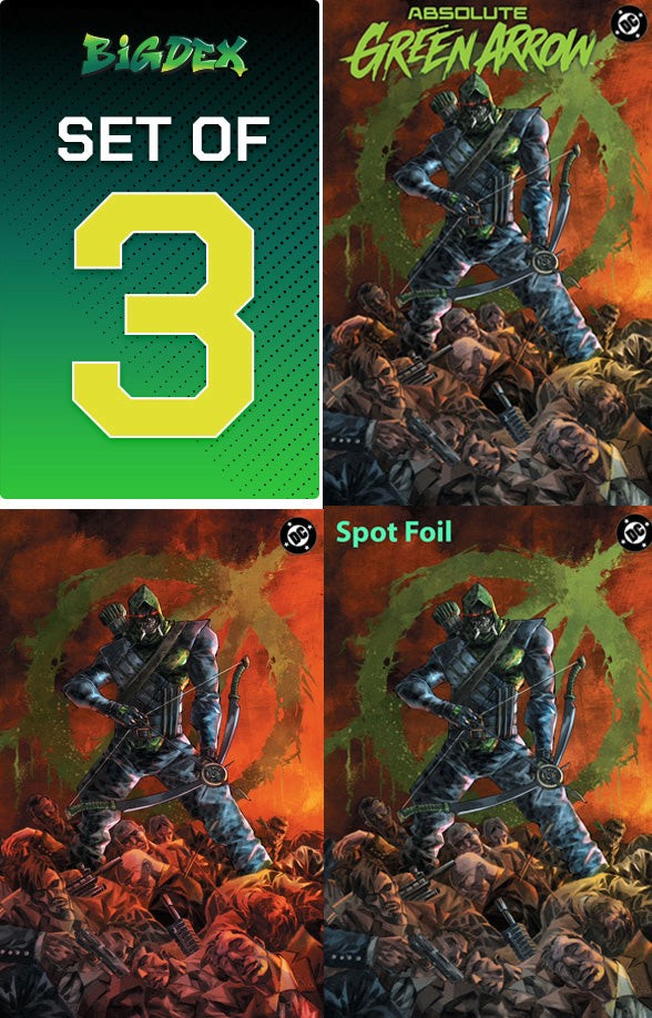 Absolute Green Arrow #1 Alan Quah Trade Virgin Foil Set of 3 bundle featuring all three variant covers displayed together