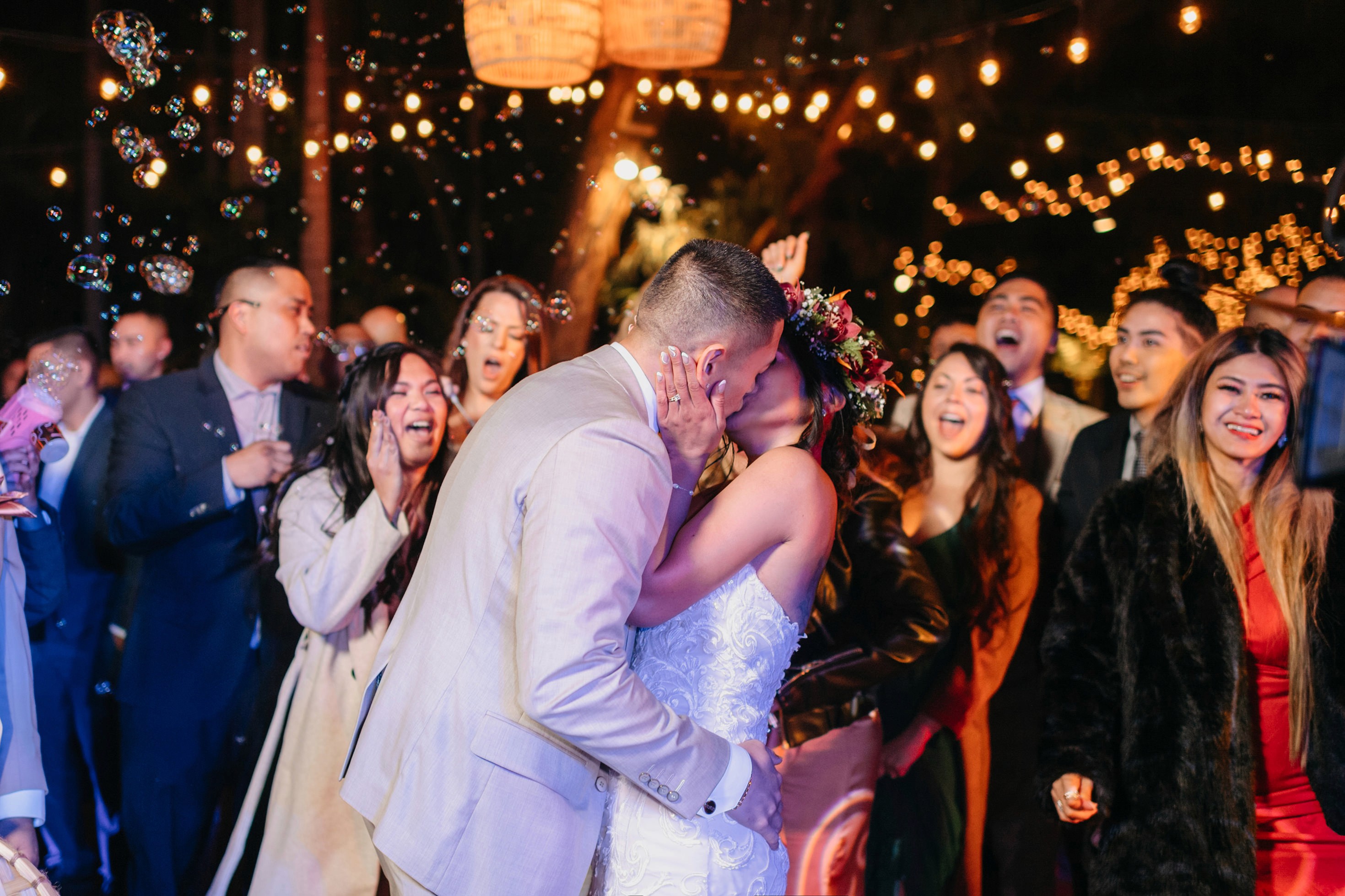 High-energy dance floor photos at outdoor wedding reception