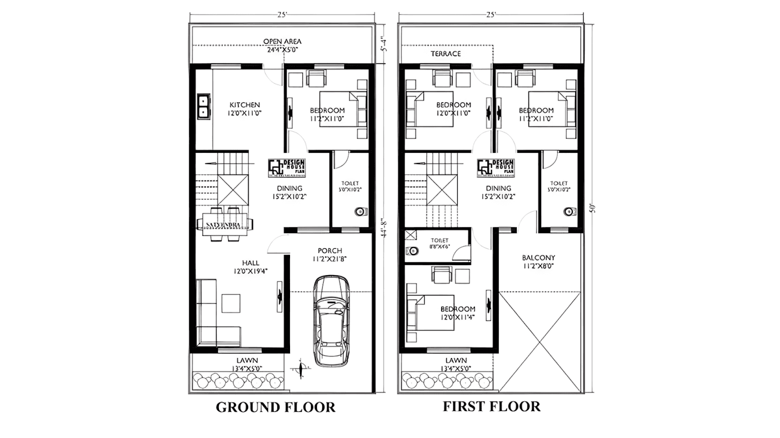 Duplex/Two-Floor West-Facing Plan