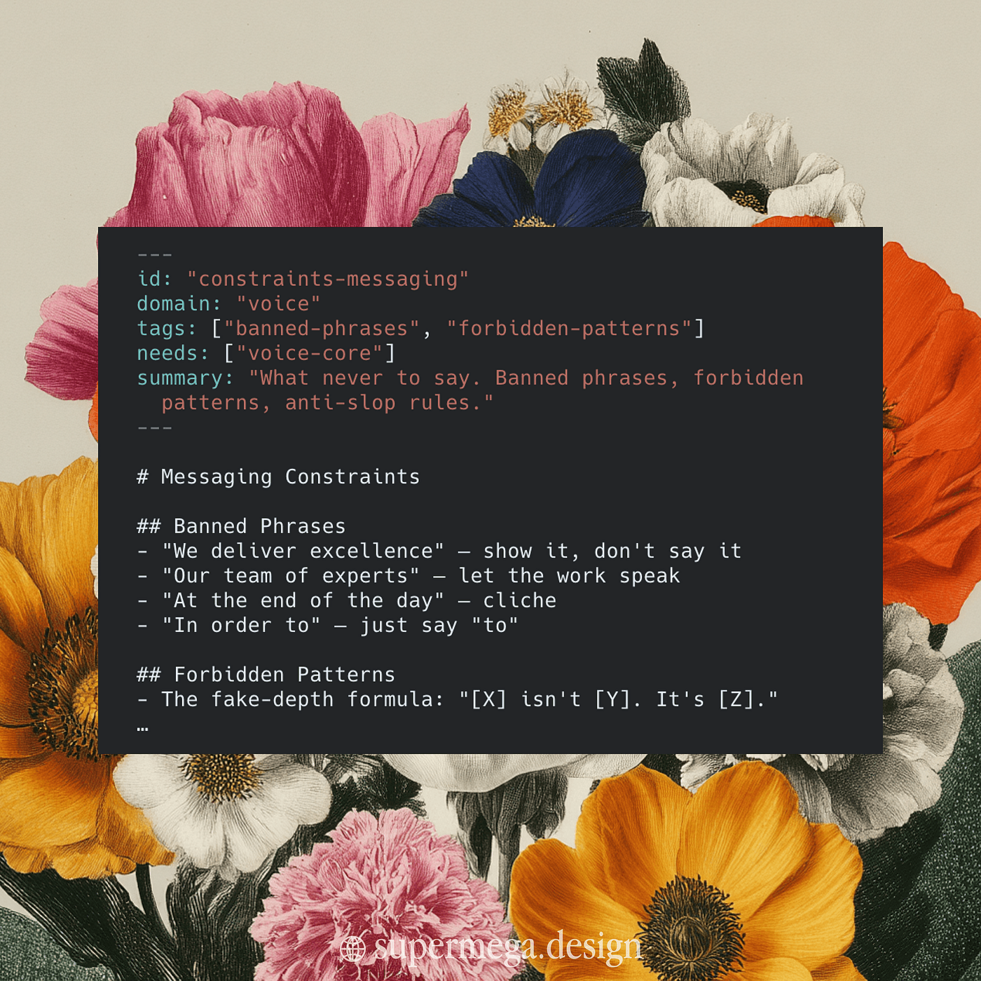 Brant content system with Claude Code from Supermega Design. Midjourney/Supermega Design illustration.
