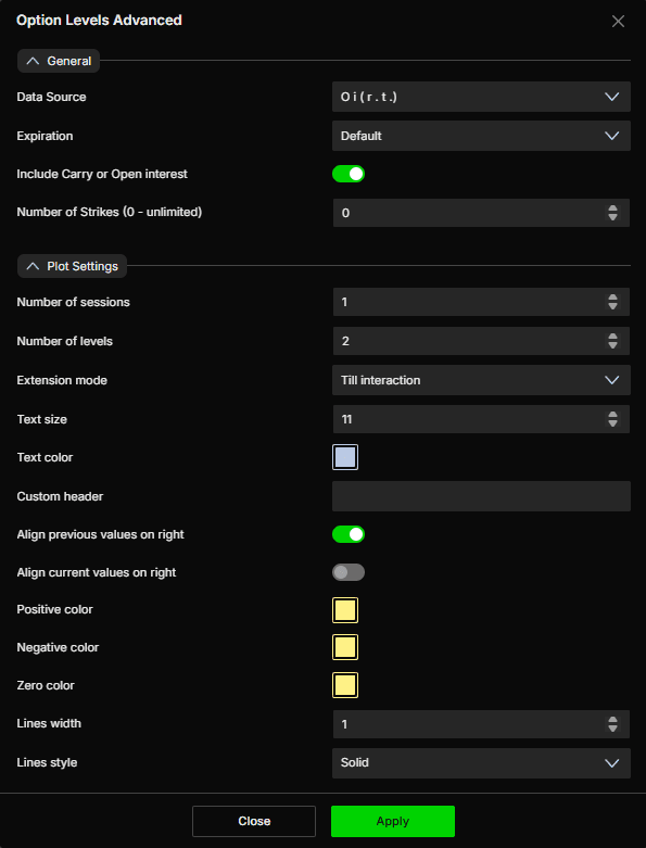 Option Levels Advanced - DeepGamma Web. Plot Settings screenshot 5.