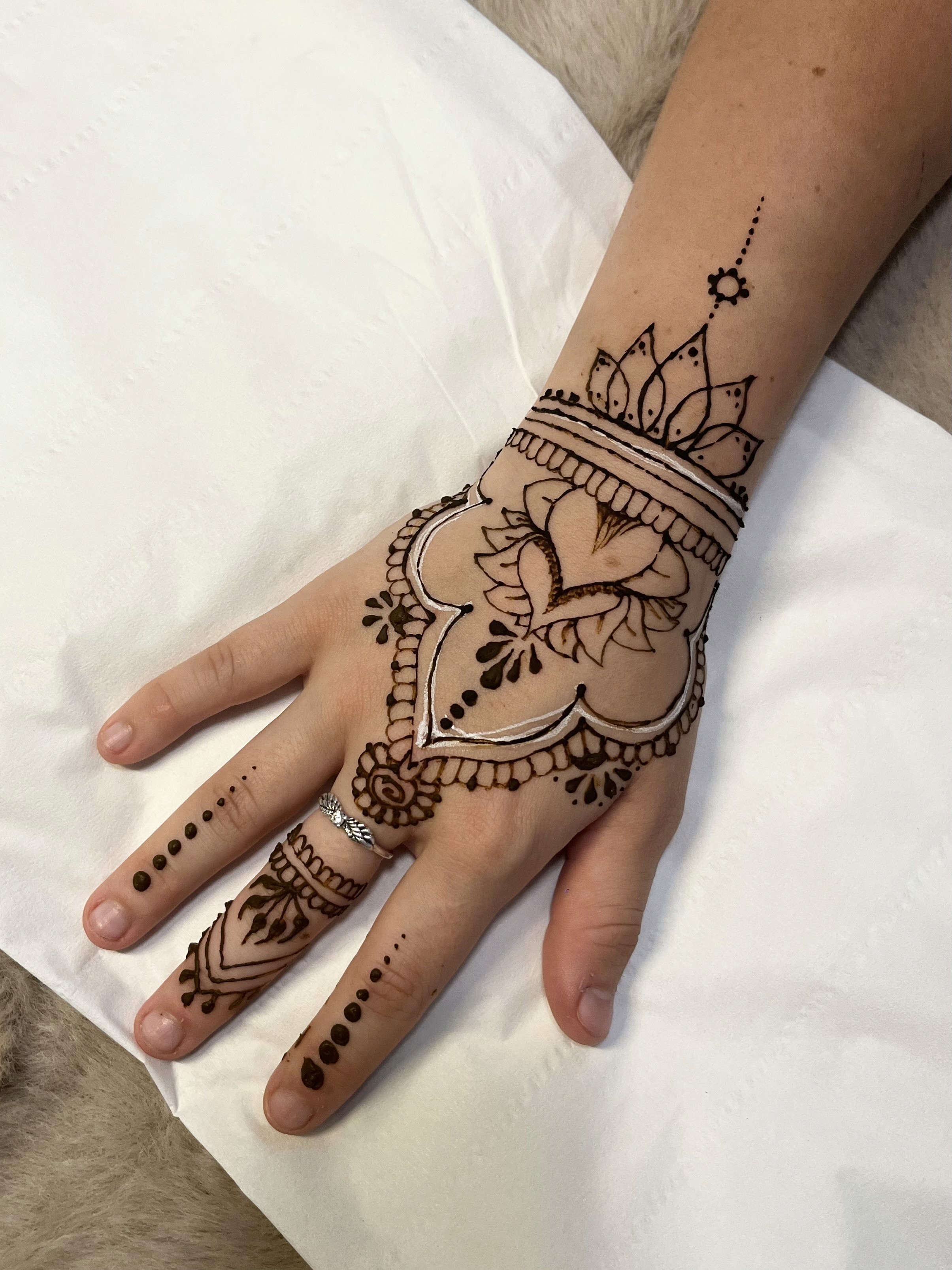 Mandela design henna on hand
