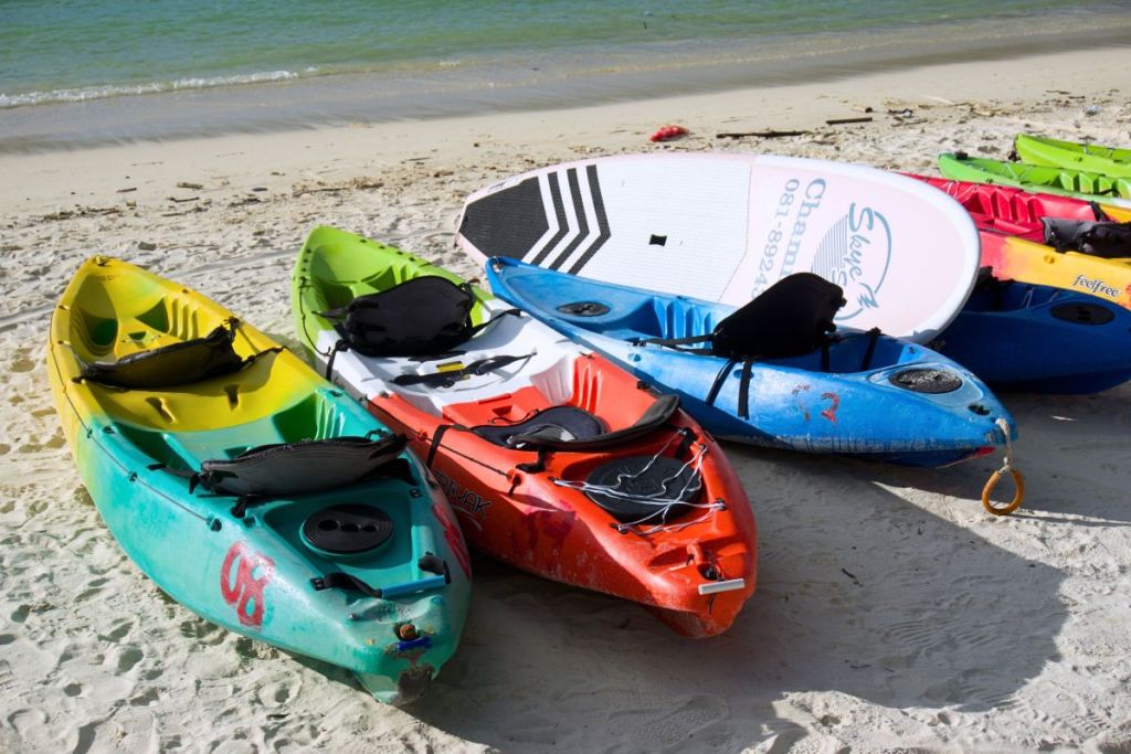 Kayaks on the beach