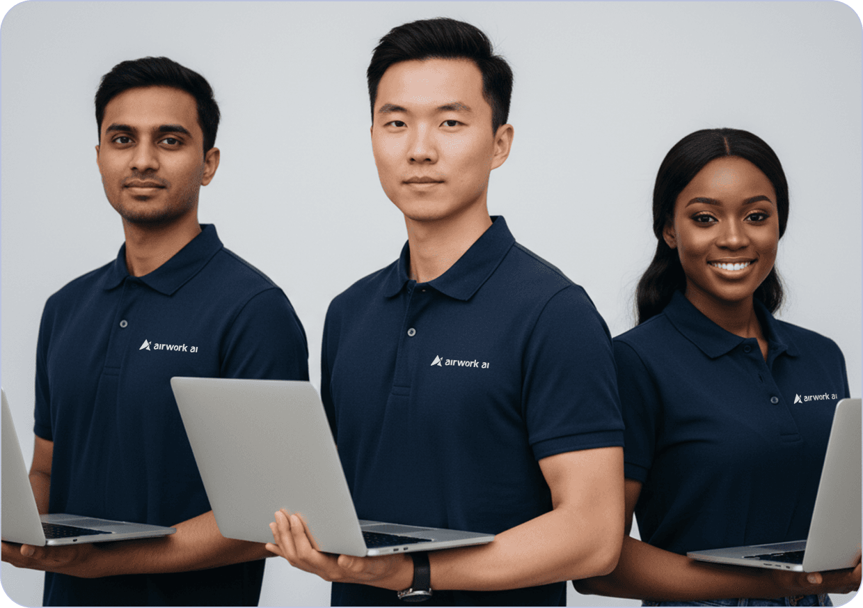 thee professionals with laptops in hand