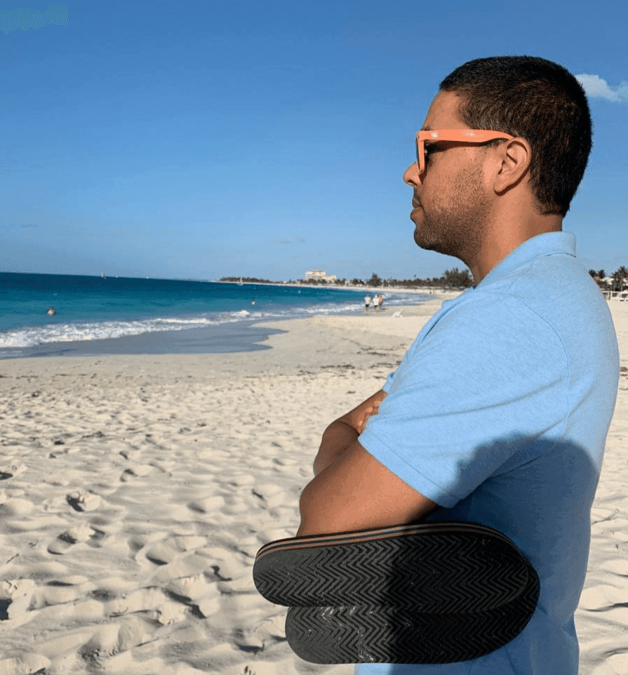 Portrait of portfolio creator – back view