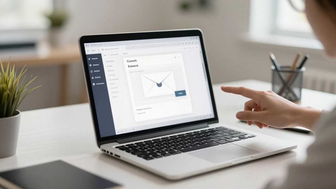Klaviyo welcome series email automation on laptop screen.