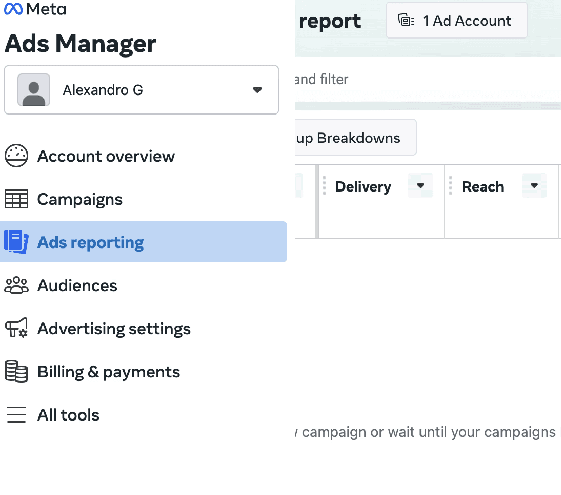 ad reporting page