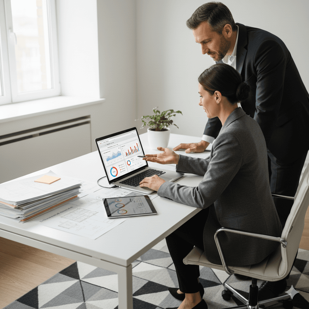 Man working on a laptop at a desk