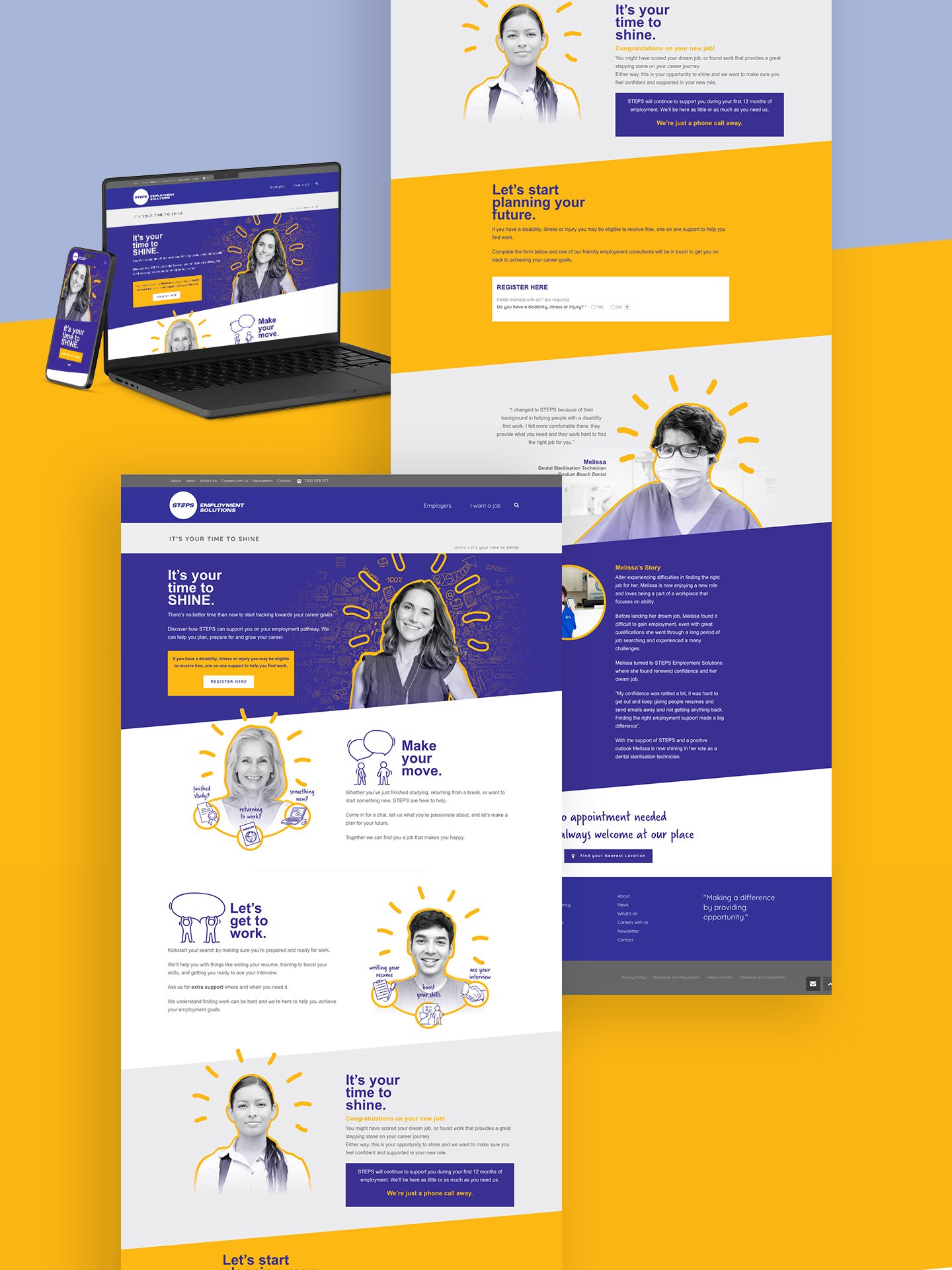 Responsive website design for Time to Shine job seeker initiative