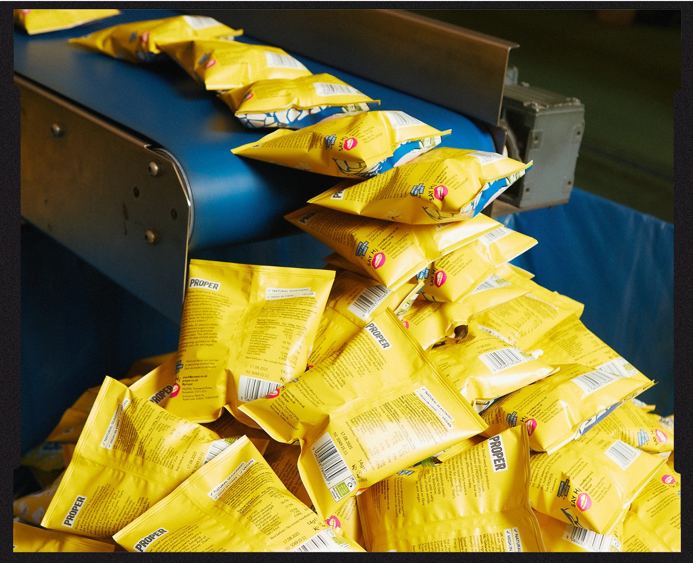 PROPER Popcorn Sweet & Salty packs in Nuneaton Factory with B Corp certification