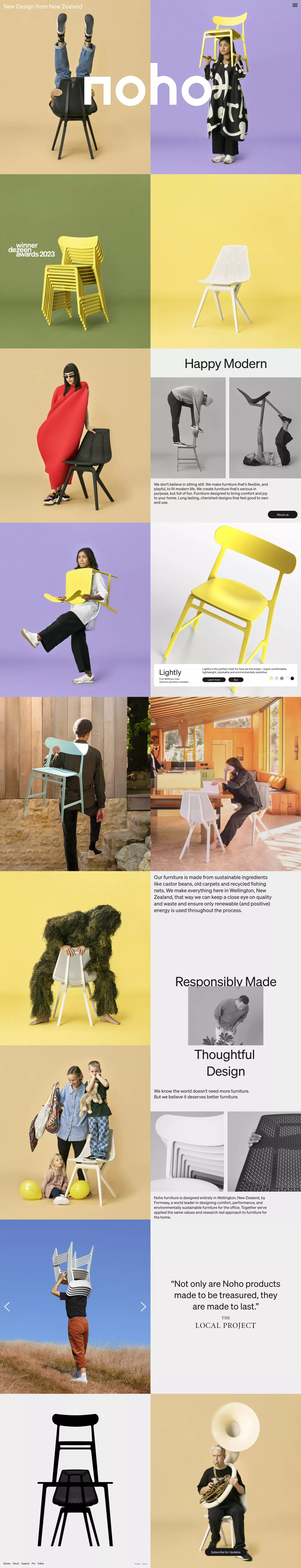 Happy Modern, Sustainable Furniture ecommerce page screenshot showcasing Design and Furniture & Interiors design
