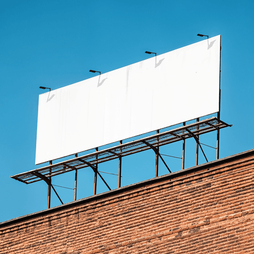 Billboard mockup on a brick building