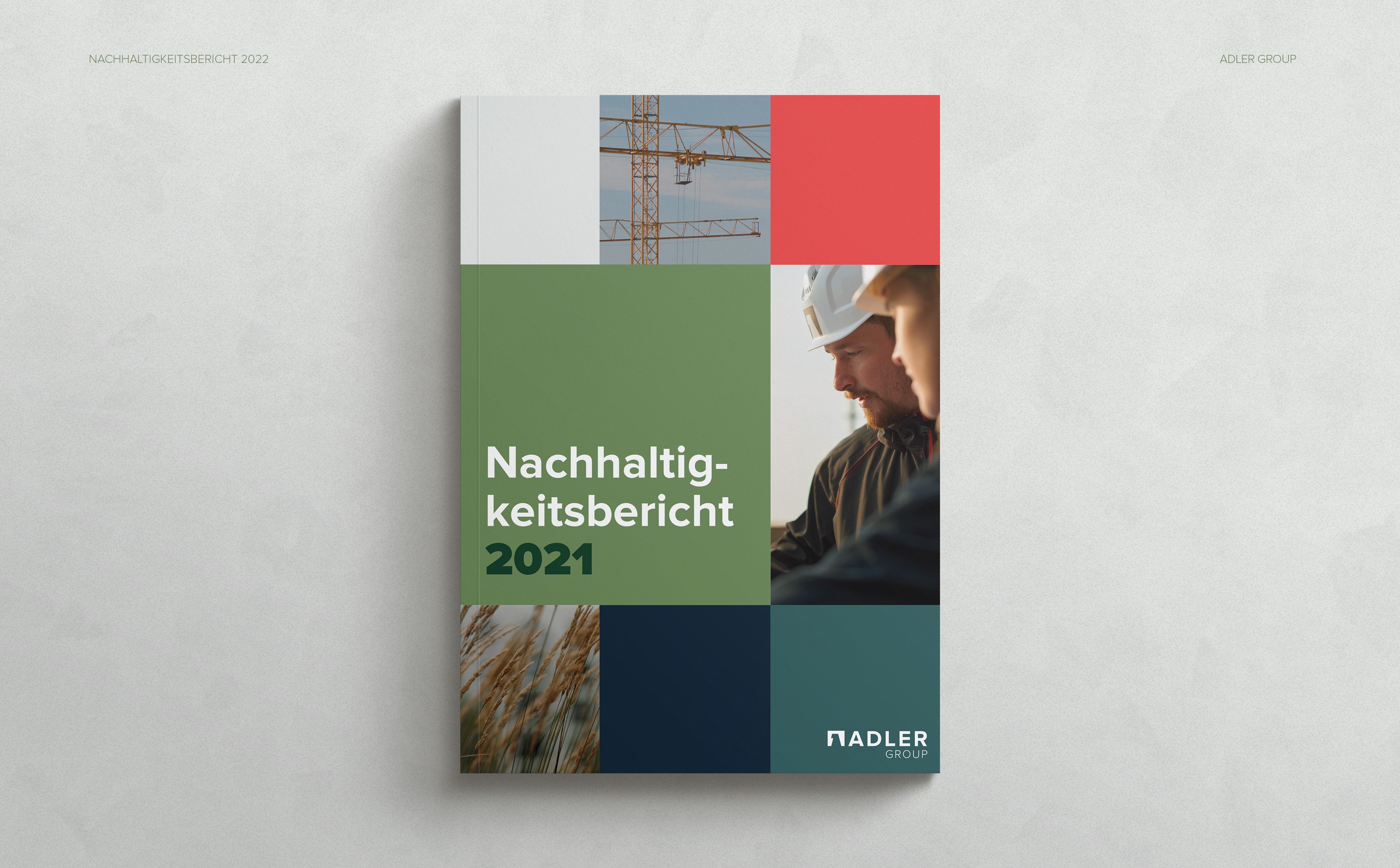 Titelgestaltung des Sustainability Reports der Adler Group – minimalistisches Editorial Design mit architektonischer Anmutung