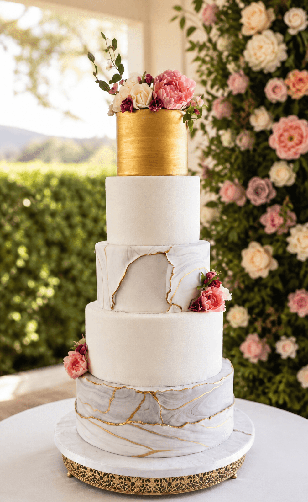 fondant marbled cake detail