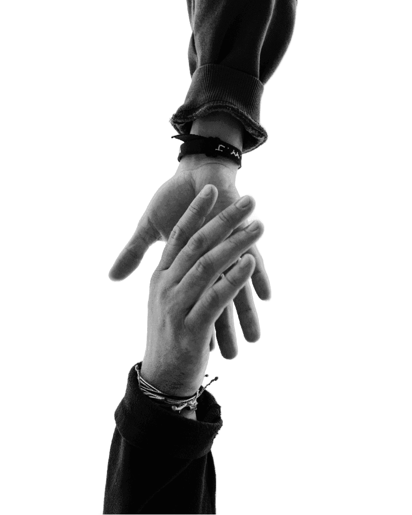 view of two persons hands (Background Removed)