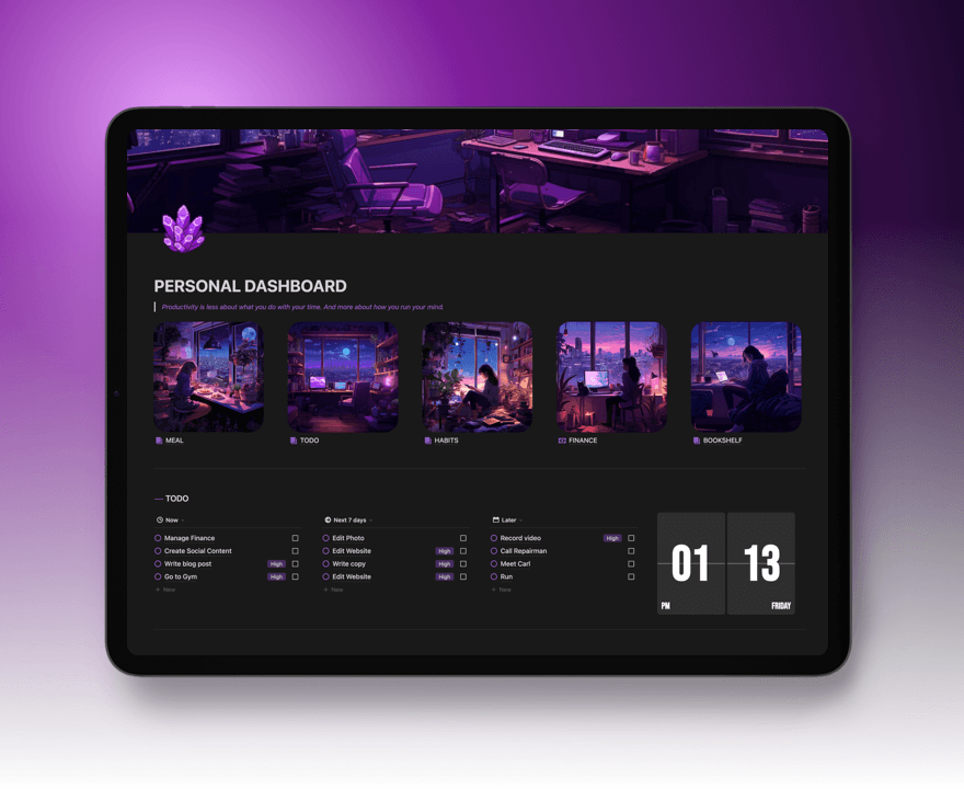 Notion Personal Dashboard