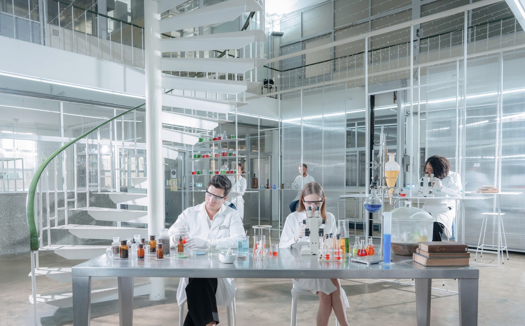 Three people in conversation with warm lighting, including a person wearing a hat and another person wrapped in what appears to be a textured shawl or sweater.