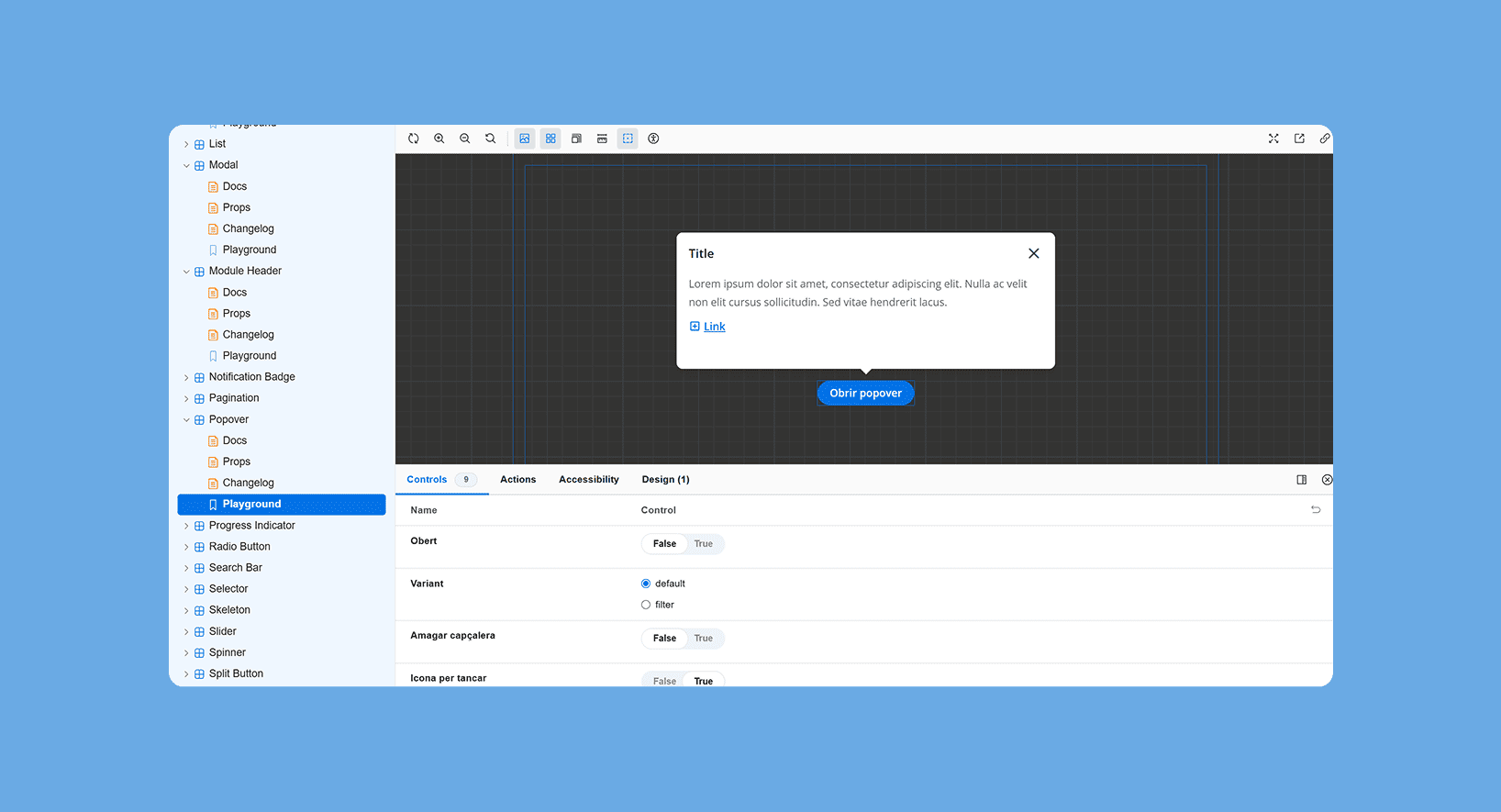 Salut Component Storybook example