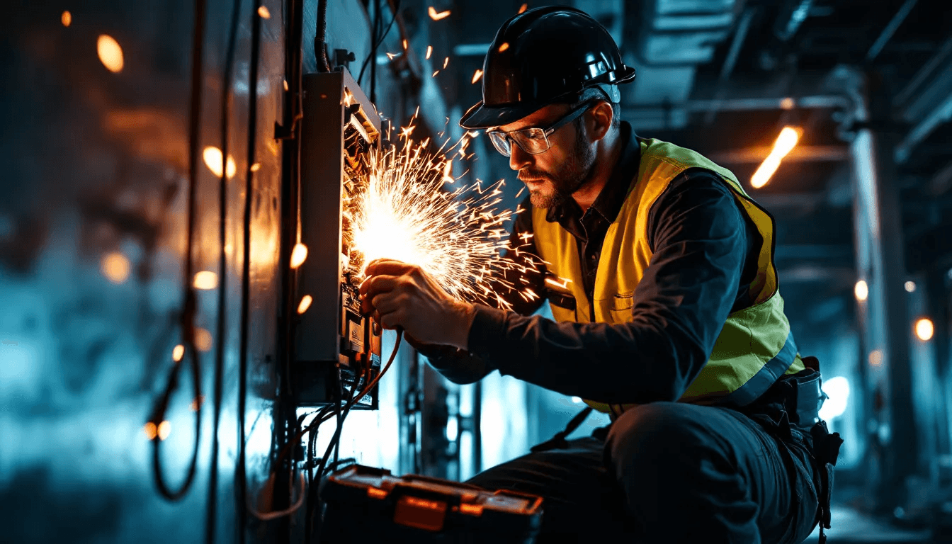 A professional electrician providing emergency electrical services.