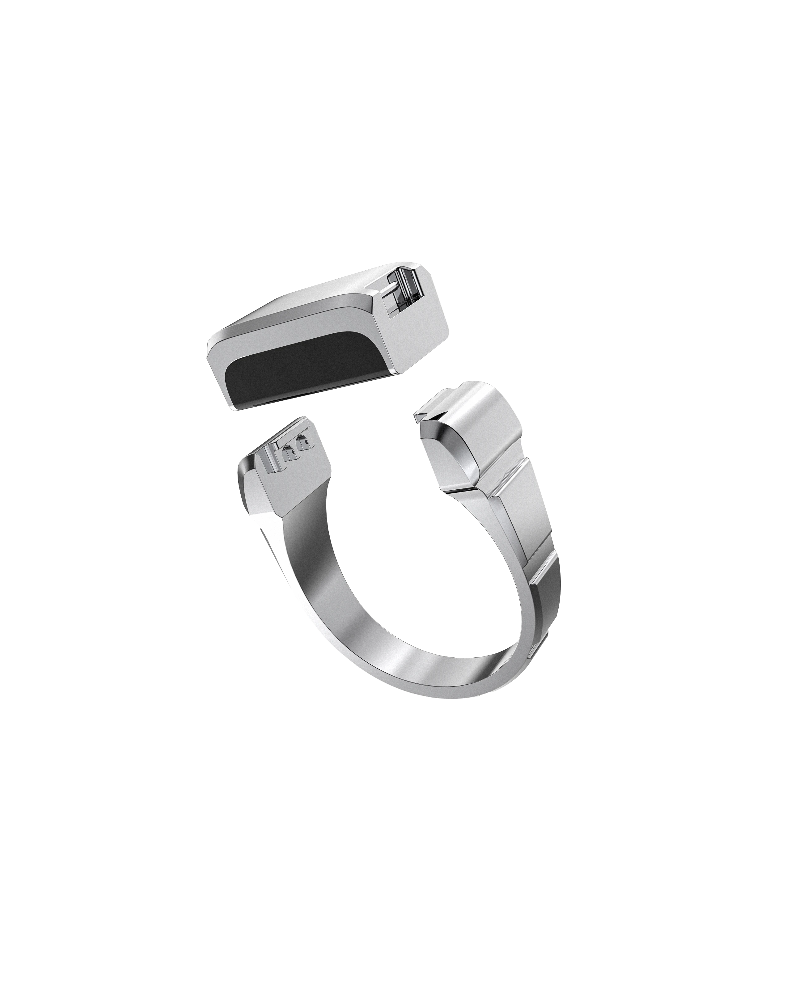 Trio ring and Cube separated to show how they connect