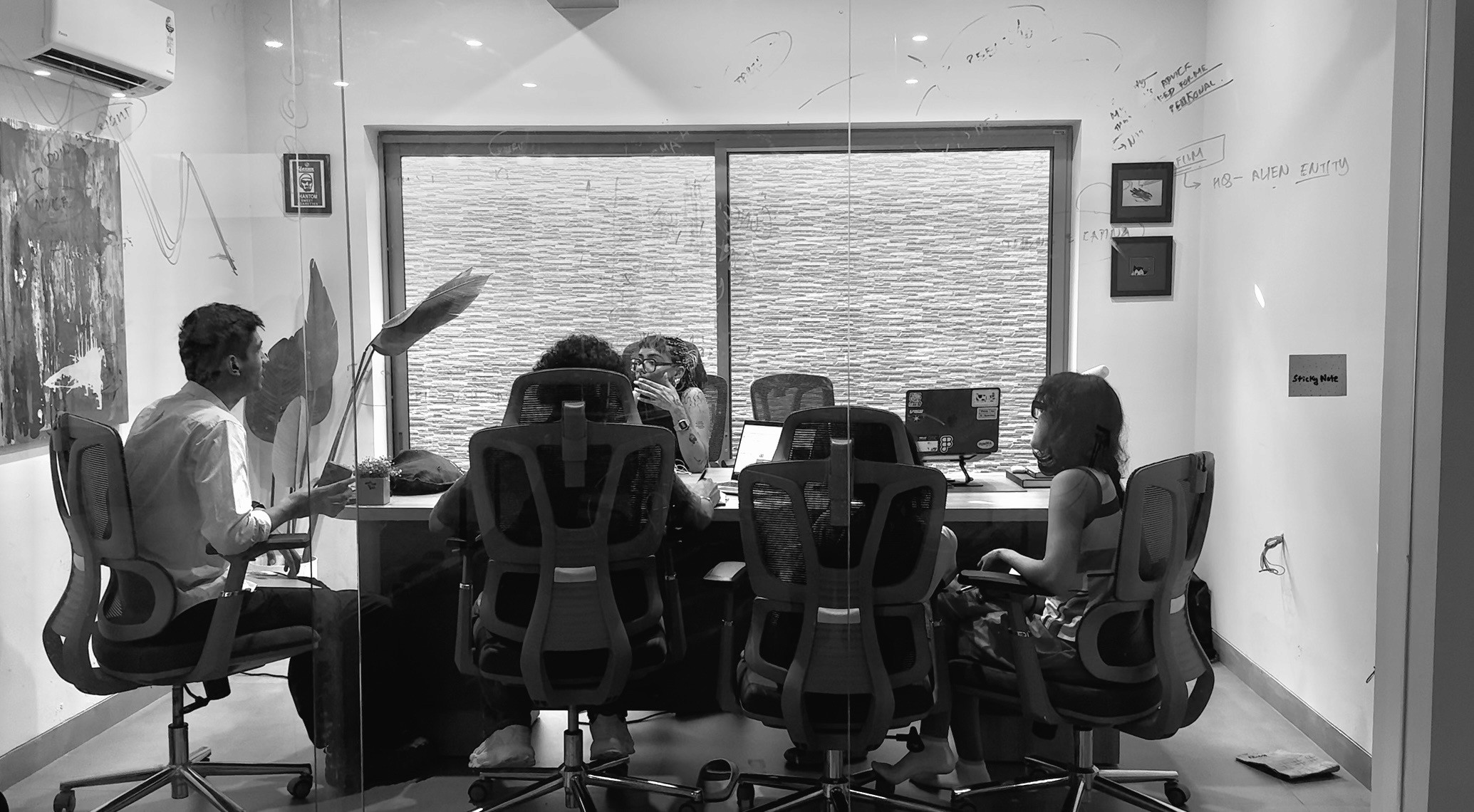 Waveform Glow_ A Red-Lit Modern Interior