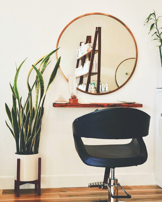 Del Sol Hair Studio styling station in Huntington Beach