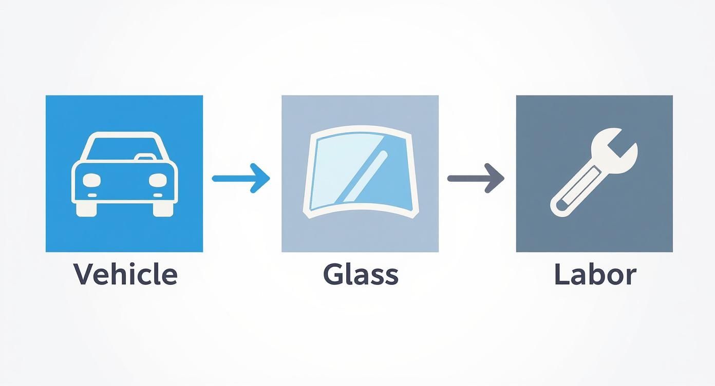 Infographic about cost to replace windshield
