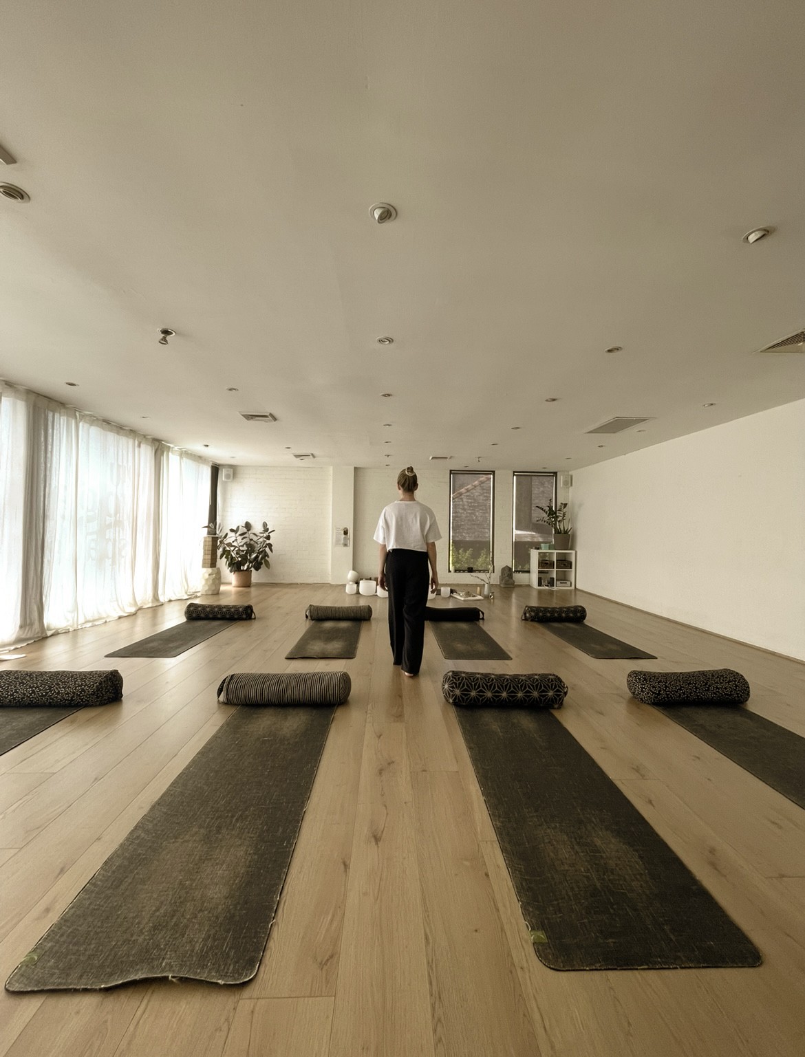 group of people doing yoga