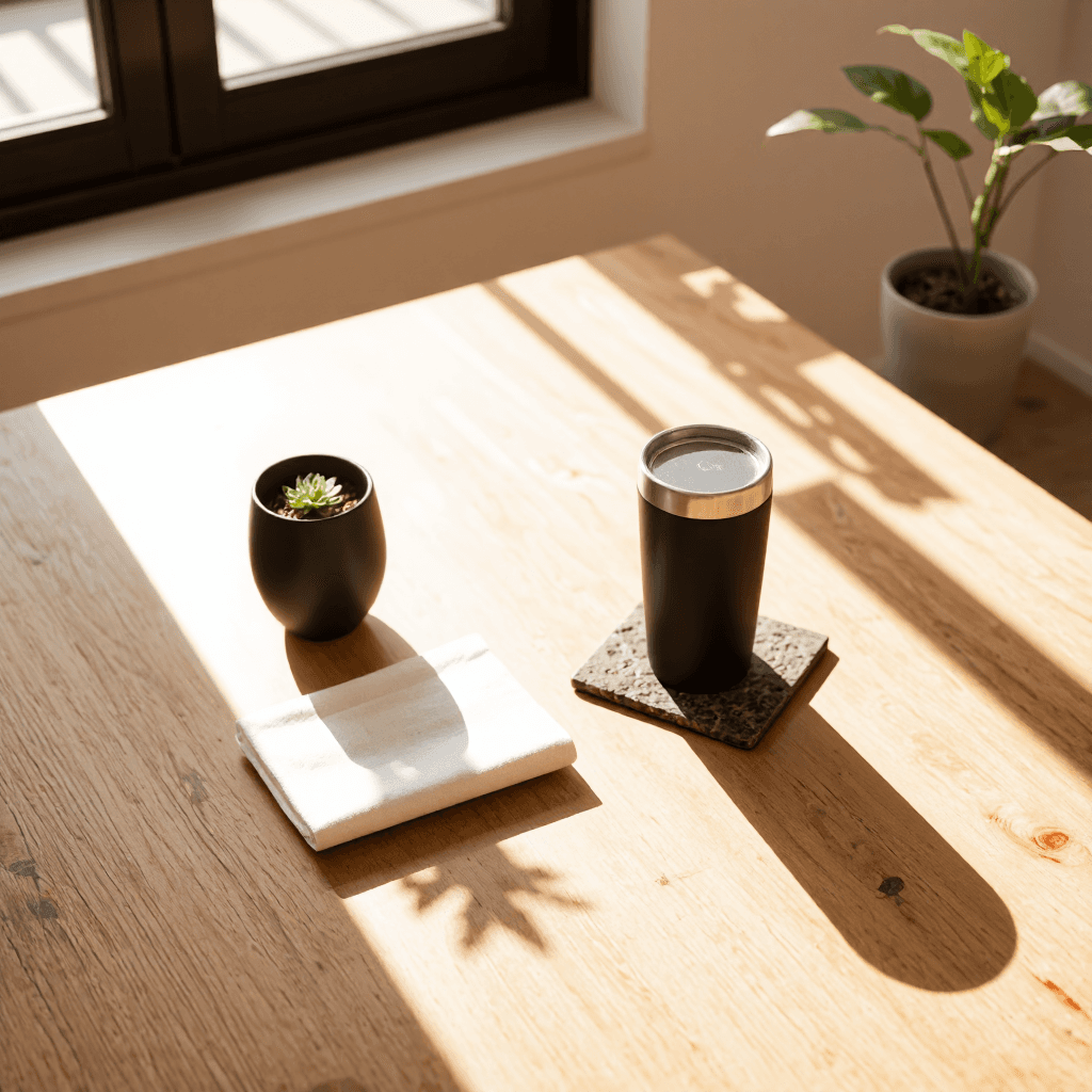 product photography of travel mug