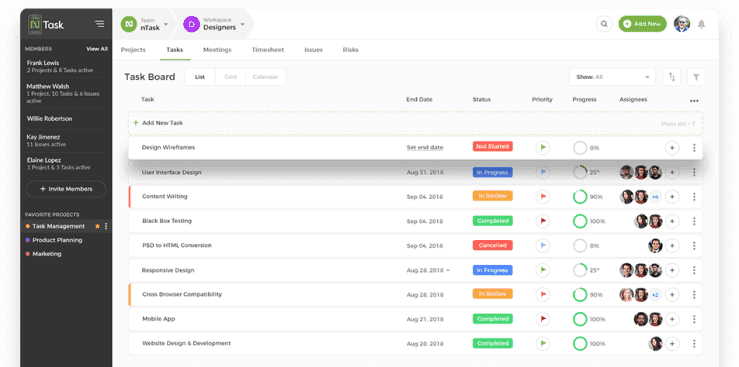 nTask task management software